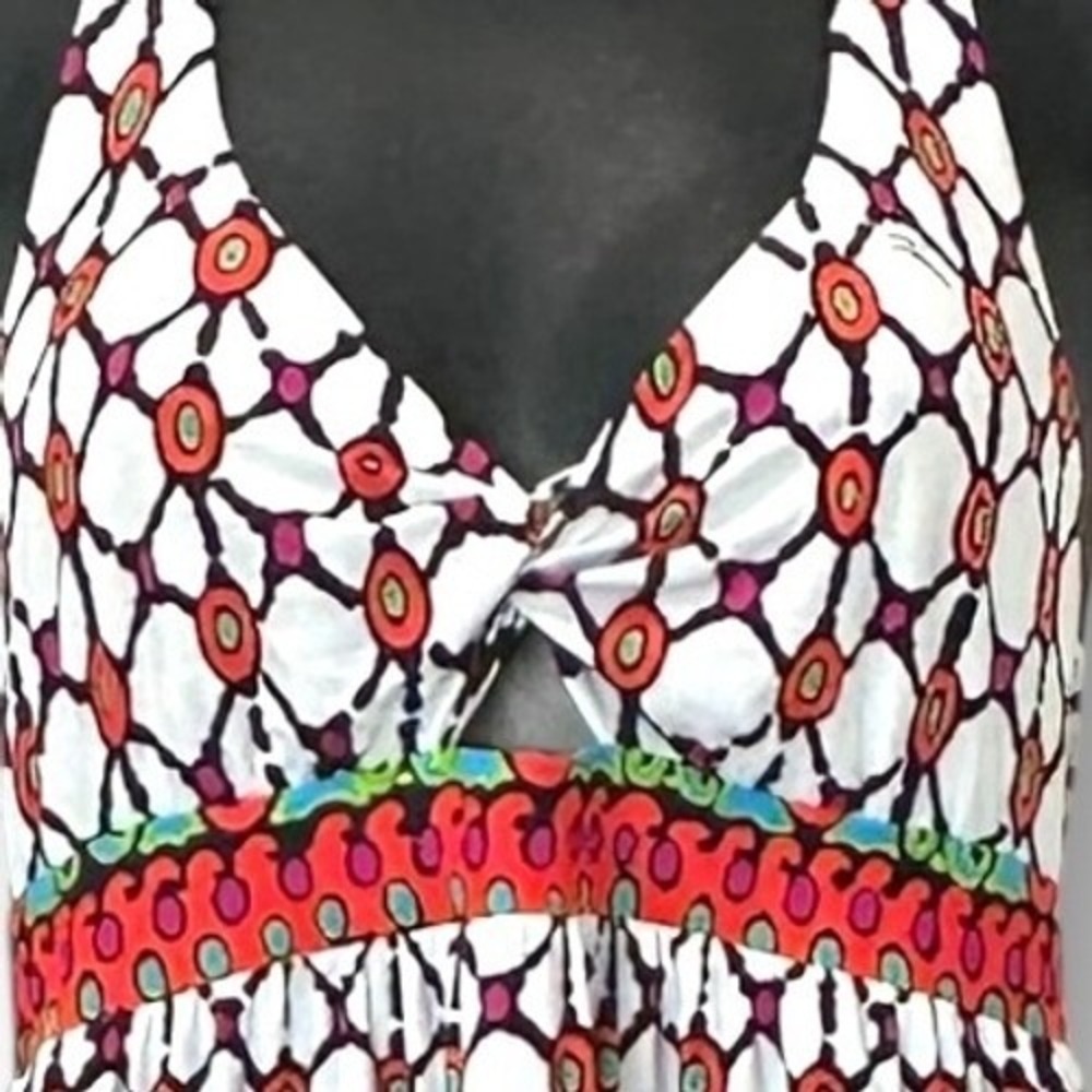 Trina Turk Venice Beach Maxi‎ Dress Halter Sleeveless Geometric M Boho Resort - Picture 4 of 7